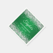 Silver Glitzer Green Ombre 40. Geburtstag Serviette (Ecke)