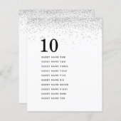 Silver Glitzer Guest Names Tischnummer (Vorne/Hinten)