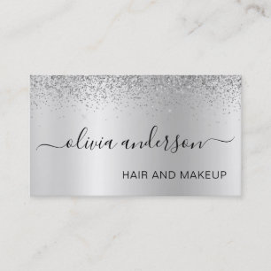 Silver Glitzer Haar Makeup Salon Metallic Visitenkarte