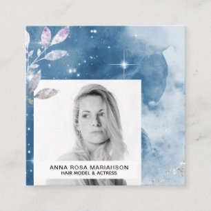 *~* Silver Glitzer Haar Model Schauspielstars FOTO Quadratische Visitenkarte