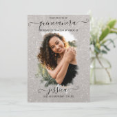 Silver Glitzer Halo Foto Collage Quinceañera Einladung (Stehend Vorderseite)