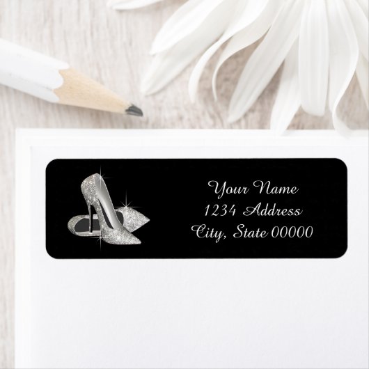 Silver Glitzer High Heel Adressenmarkierungen (Insitu)