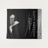 Silver Glitzer High Heels Geburtstag Hintergrund Wandteppich (Vorderseite (Horizontal))