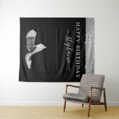 Silver Glitzer High Heels Geburtstag Hintergrund Wandteppich (Beispiel (Horizontal))