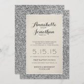 Silver Glitzer Hochzeit Einladung (Vorne/Hinten)
