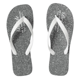 SILVER Glitzer Hochzeit Flipflops BRIDE, Strand Badesandalen