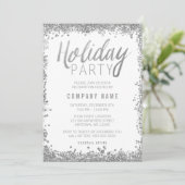 Silver Glitzer Holiday Party Einladungen (Stehend Vorderseite)