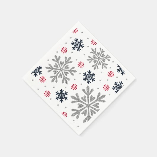 Silver Glitzer Holiday Snowflake Serviette (Ecke)