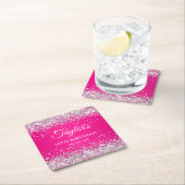 Silver Glitzer Hot Pink 30. Geburtstag Rechteckiger Pappuntersetzer (Vor Ort)