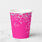 Silver Glitzer Hot Pink 40. Geburtstag Pappbecher (Vorderseite)