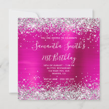 Silver Glitzer Hot Pink Foil 21. Geburtstag