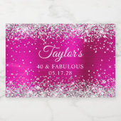 Silver Glitzer Hot Pink Foil 40 & Fabulous Schaumweinetikett (Einzelnes Label)