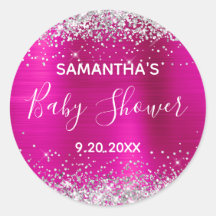 Silver Glitzer Hot Pink Foil Babydusche