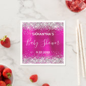 Silver Glitzer Hot Pink Foil Babydusche Serviette (Beispiel)