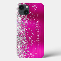 Silver Glitzer Hot Pink Foil Girly Signature