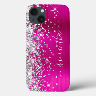 Silver Glitzer Hot Pink Foil Girly Signature Case-Mate iPhone Hülle