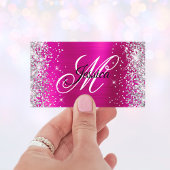 Silver Glitzer Hot Pink Foil Monogramm Profil Visitenkarte