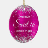 Silver Glitzer Hot Pink Foil Sweet 16 Birthday Keramik Ornament (Rechts)