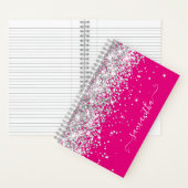 Silver Glitzer Hot Pink Moderne Girly Signature Notizblock (Innen)