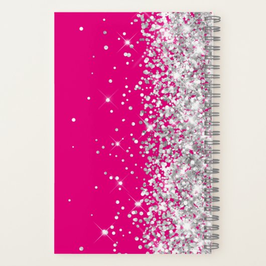 Silver Glitzer Hot Pink Moderne Girly Signature Notizblock (Rückseite)