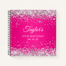 Silver Glitzer Hot Pink Ombre 50th Birthday Guest