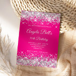 Silver Glitzer Hot Pink Ombre Extravagant Monogram Einladung<br><div class="desc">Eine elegante mit Monogramm 50. Geburtstagseinladung für sie. Sie können den Text für eine weitere Meilenstein Geburtstagsfeier anpassen. Die digitale Kunst bietet Imitate funkelnd silbernen Glitzer mit zusätzlichen Glitzern gegen ein heiß und hell rosa Omelarbild. Das extravagante Schwarz-Weiß-Kalligraphie-Monogramm kann individuell angepasst werden. Alle glänzenden Elemente in diesem modernen mädchenhaften Design...</div>