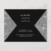 Silver Glitzer Image & Black Foto Save the Date Postkarte (Vorderseite)