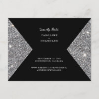 Silver Glitzer Image & Black Foto Save the Date