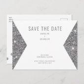 Silver Glitzer Image Modern Save the Date Postkarte (Vorne/Hinten)