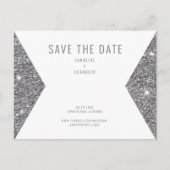 Silver Glitzer Image Modern Save the Date Postkarte (Vorderseite)