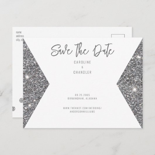 Silver Glitzer Image Modern Schriftart Save the Da Postkarte (Vorne/Hinten)