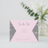 Silver Glitzer Image Pink Wedding Save the Date Postkarte (Stehend Vorderseite)