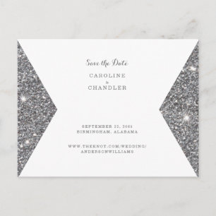 Silver Glitzer Image Wedding Save the Date  Postkarte