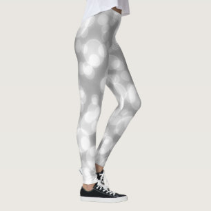 Silver Glitzer Imitate Foil Bokeh Leggings