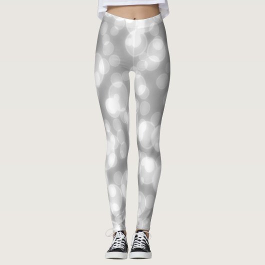 Silver Glitzer Imitate Foil Bokeh Leggings (Vorderseite)