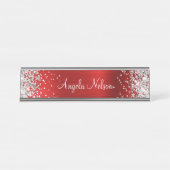 Silver Glitzer Imitate Ruby Red Foil Schreibtischnamensplakette (Vorderseite )