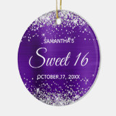 Silver Glitzer Indigo Foil Sweet 16 Birthday Keramik Ornament (Links)