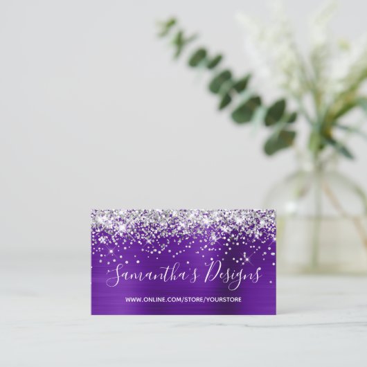 Silver Glitzer Indigo Lila Foil Online Store Visitenkarte (Stehend Vorderseite)