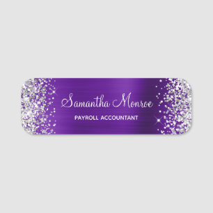 Silver Glitzer Indigo Lila Fotolame Titel Namensschild