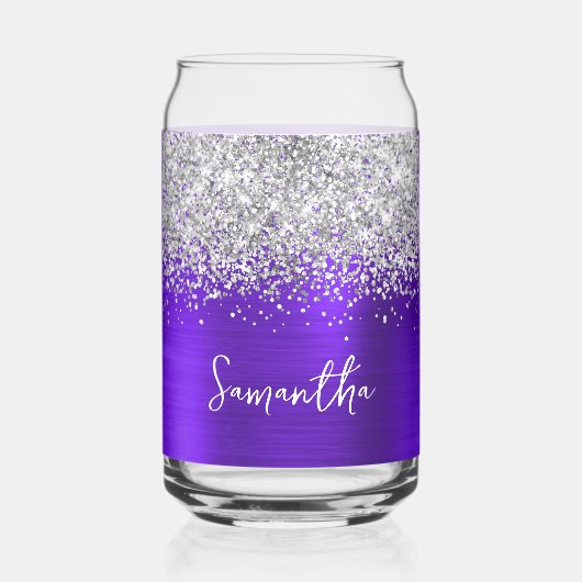 Silver Glitzer Indigo Violet Glam Name Dosenglas (Vorderseite)