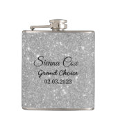 Silver Glitzer Individuelle Name Flachmann (Vorderseite)