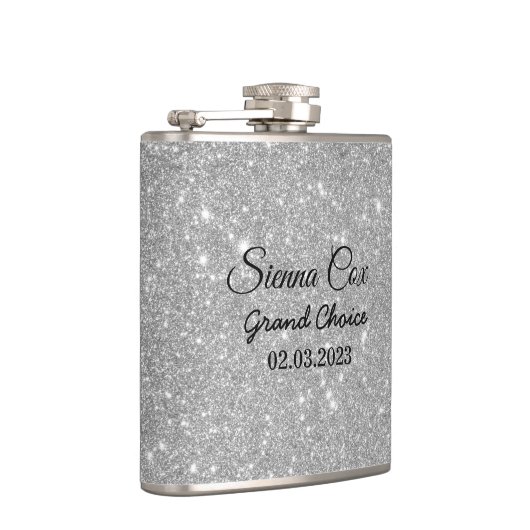 Silver Glitzer Individuelle Name  Flachmann (Rechts)