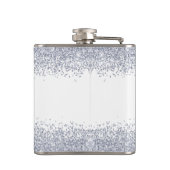 Silver Glitzer Individuelle Name Flask Flachmann (Rückseite)