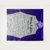 Silver Glitzer Infinity Heart Blue Vorhang Wandteppich (Vorderseite (Horizontal))