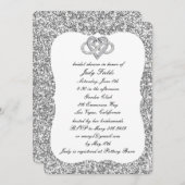 Silver Glitzer Infinity Heart Brautparty laden Einladung (Vorne/Hinten)
