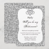 Silver Glitzer Infinity Heart Bridesmaid Card Einladung (Vorne/Hinten)