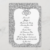 Silver Glitzer Infinity Heart Junggeselinnen-Absch Einladung (Vorne/Hinten)