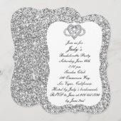 Silver Glitzer Infinity Heart Junggeselinnen-Absch Einladung (Vorne/Hinten)