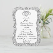 Silver Glitzer Infinity Heart Junggeselinnen-Absch Einladung (Stehend Vorderseite)