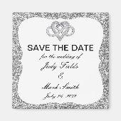 Silver Glitzer Infinity Heart Speichern Sie das Da Magnet (Vorne)